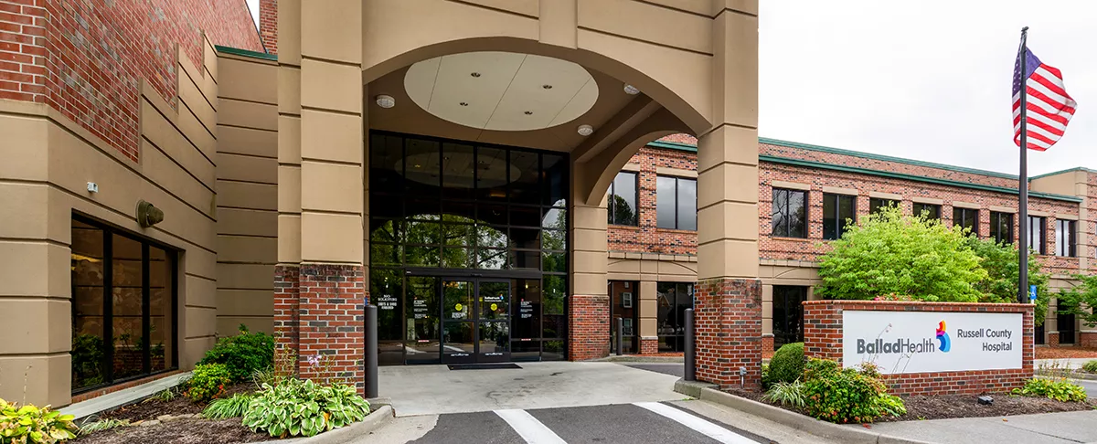 Russell County Hospital main entrance front