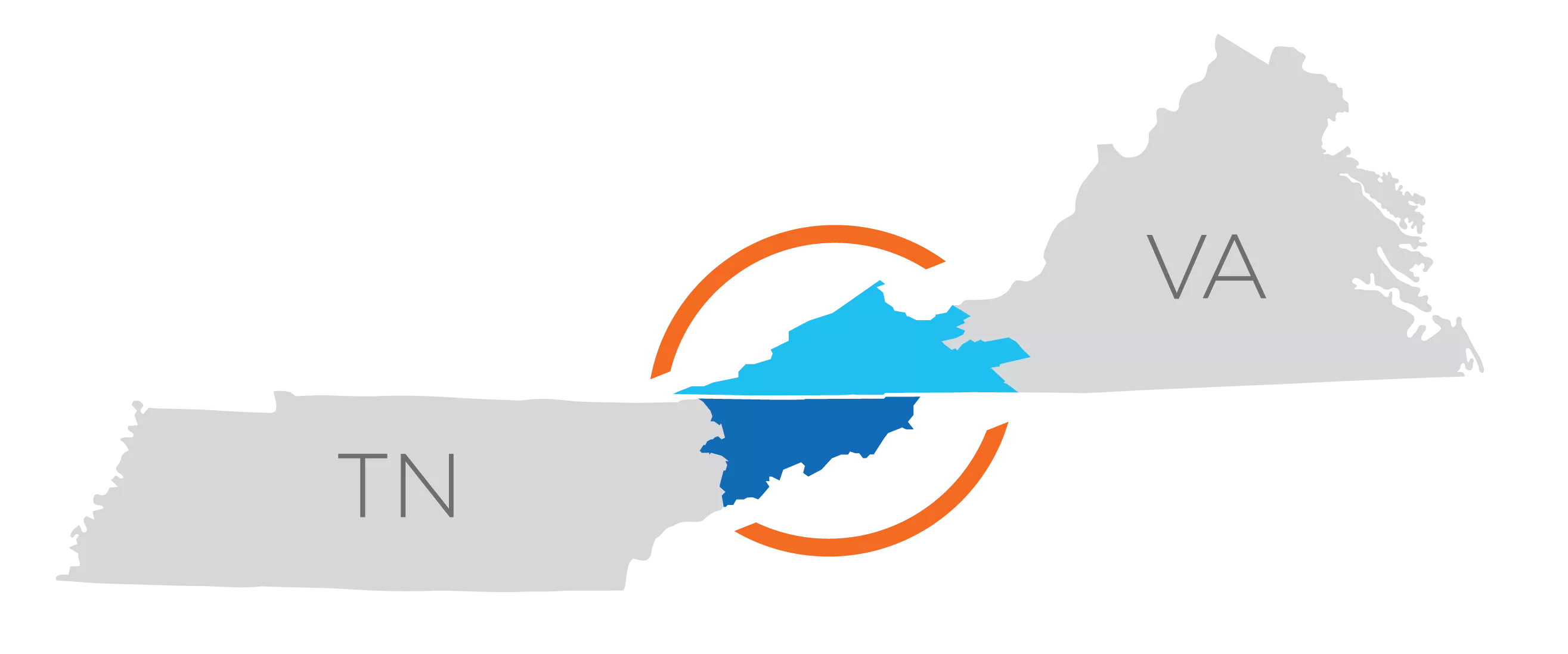 Map of Ballad Health service area in Tennessee and Virginia