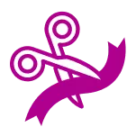 Scissors cutting ribbon icon