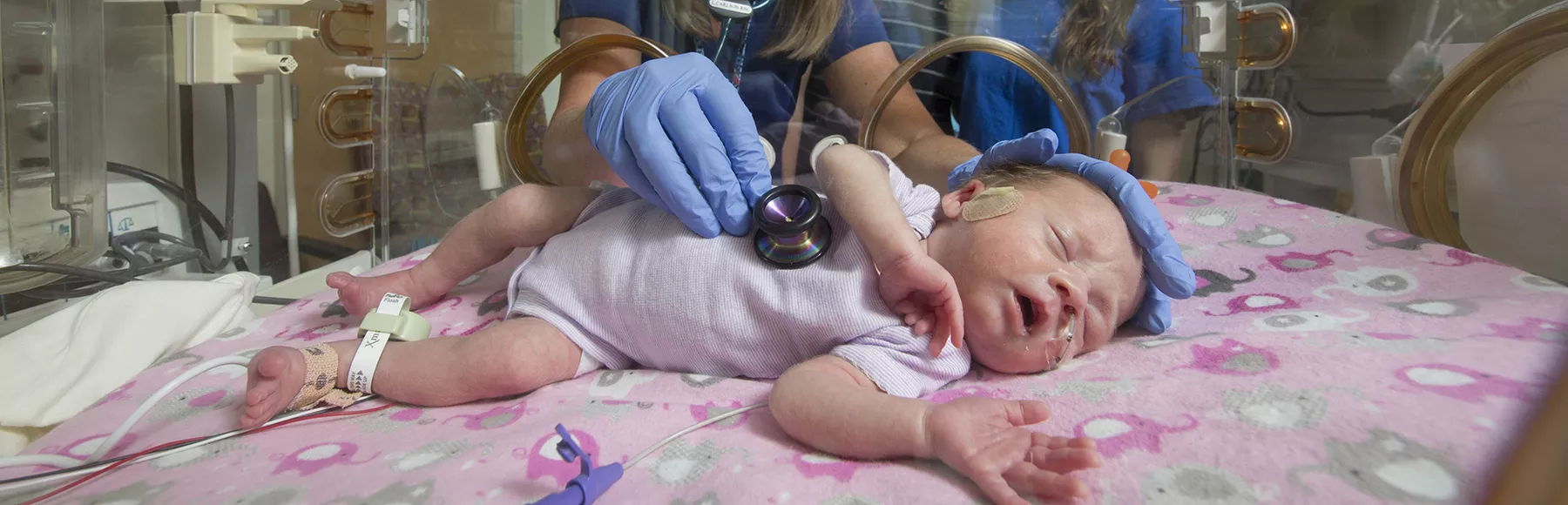 Baby in bassinet at the Niswonger Children's Hospital NICU